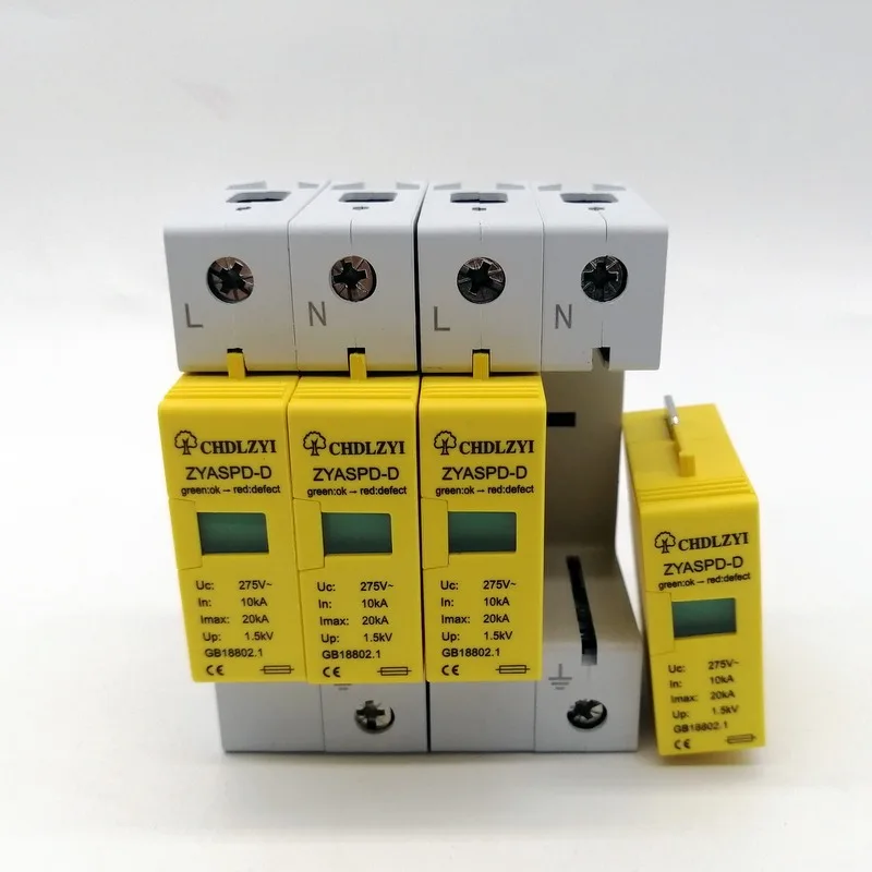 Защита от перенапряжения C40-4P 10ka~ 20ka 275V 385V 420V Ac Spd Дом защитный низковольтный разрядник устройство 2P+ N молниезащита