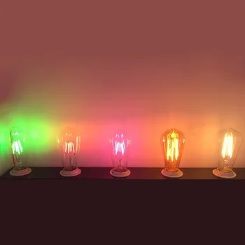 

Bulbs Colorful Lamp Bulb Red Blue Green Pink LED Lights Indoor Decorative Filament Bulb LED E27 Dimmable 4W 6W New