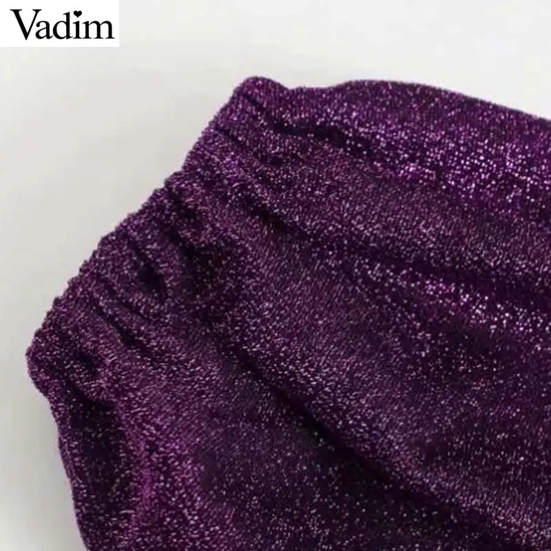 Женское элегантное платье vadim фиолетовый мини-платье V образным вырезом Длинные рукава эластичные сверкающие женские вечерние Клубные пикантные платья vestidos QD102
