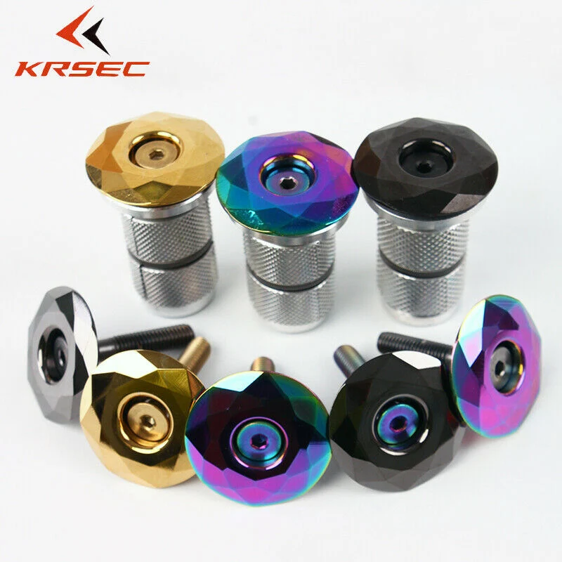 

KRSEC 1-1/8" MTB Expander Top Cap Aluminum Alloy Road Bicycle Expander Titanium-plated Top Cap for 28.6mm Fork Cycling Parts