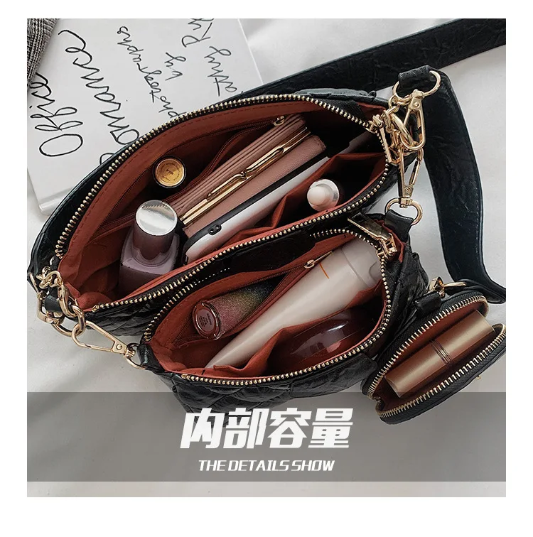 3 сумки в комплекте, женская сумка, клетчатая цепочка, Женская Новинка, женская маленькая модная Корейская роскошная дизайнерская сумка через плечо