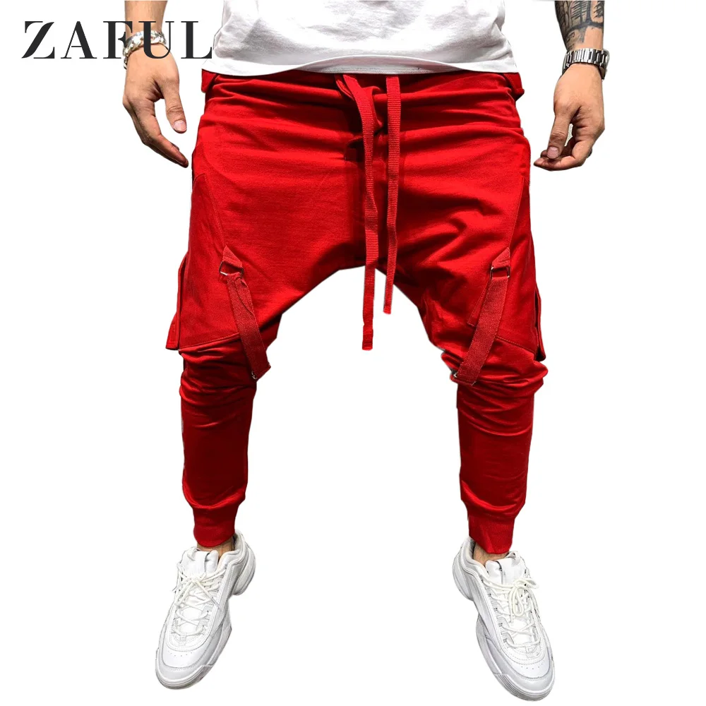 ZAFUL/спортивные длинные штаны для бега с ленточками и карманами на шнурке; длинные штаны на плоской подошве с эластичной резинкой на талии; повседневные брюки; сезон осень;