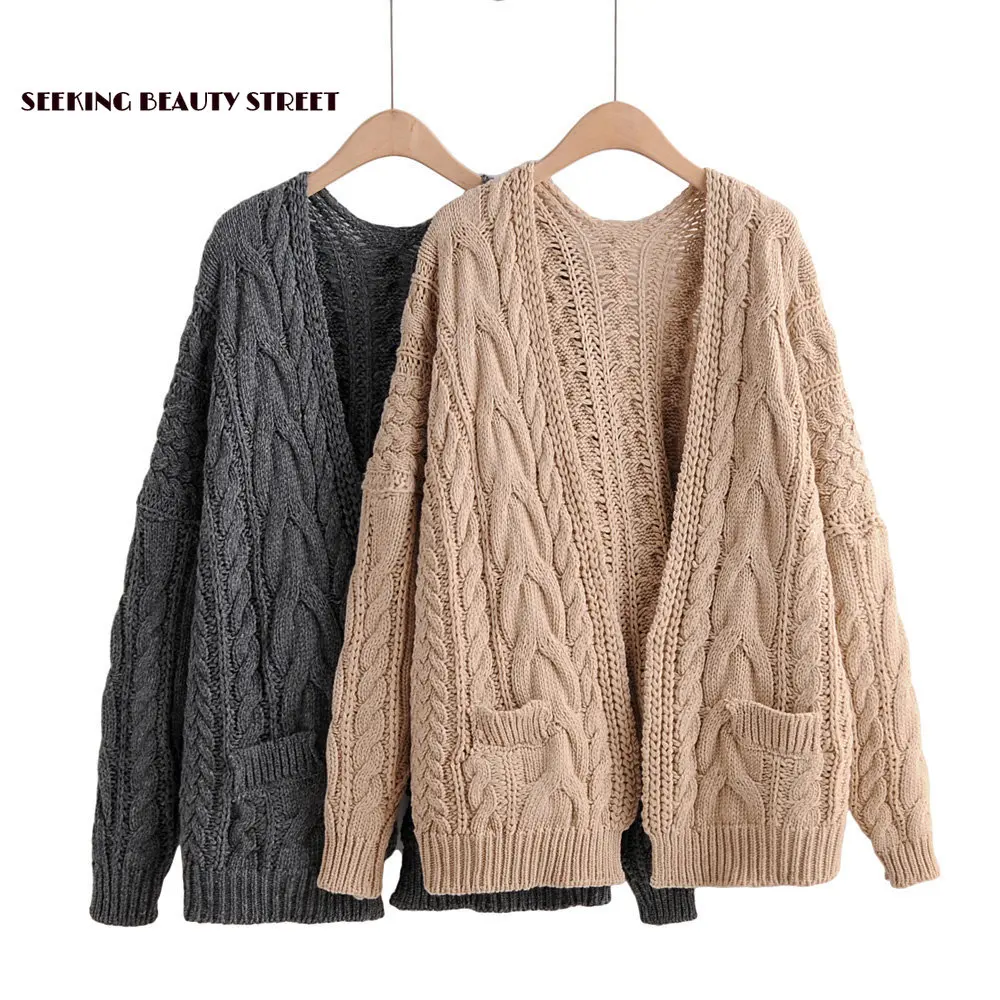 womens sweaters 2019 winter Ramie coarse needle loose cardigan coat sweater winter sweater women  sueter mujer