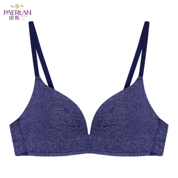 

PAERLAN Comfortable Pitted Bra For Small Breasts Push Up 3/4 Cup Casual Simple Style One Piece Green Lycra Underwear For Women
