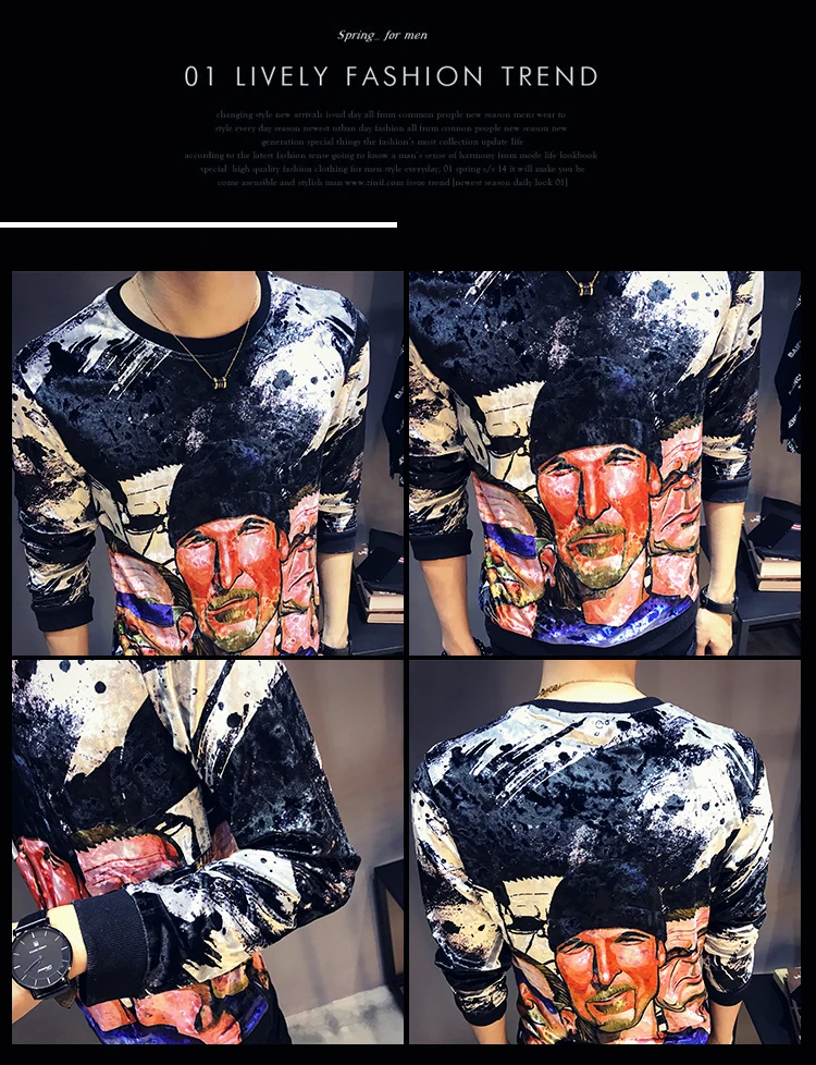 Дизайнерская футболка с принтом Homme Club Outfit, Мужская облегающая бархатная футболка с длинным рукавом и круглым вырезом, осень, роскошная мужская Велюровая футболка