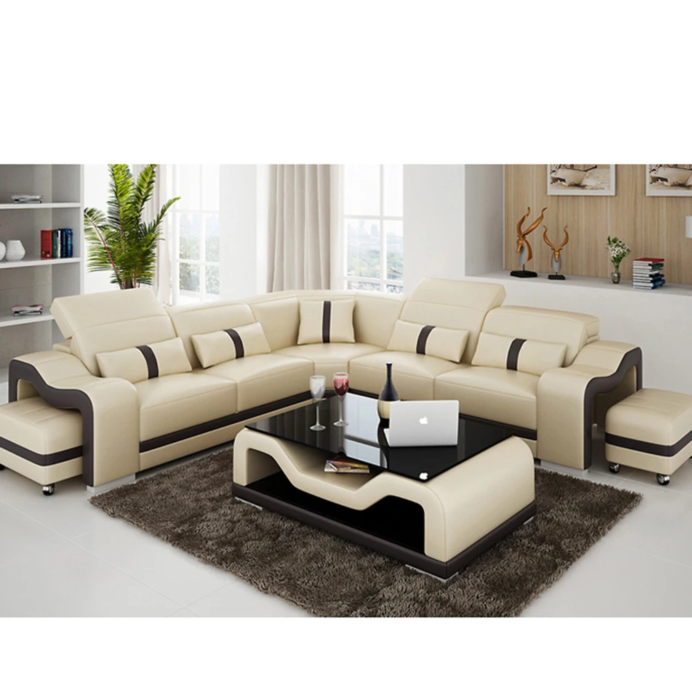 Диван для гостиной, диван, muebles de sala, L форма, натуральная кожа, диван, cama puff asiento+ центральный журнальный столик
