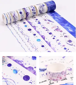 

8Rolls/set Washi Tape Lot, Cute Girls DIY Stickers Scrapbooking Pink Blue Space Series Masking Tape
