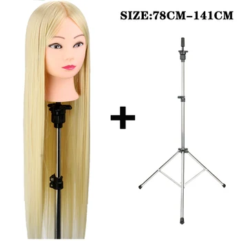 

30 Inch High Temperature Synthetic Hair Mannequin Head for Hairstyles Hairdressing Training Head Dummy Doll with Tripod Stand