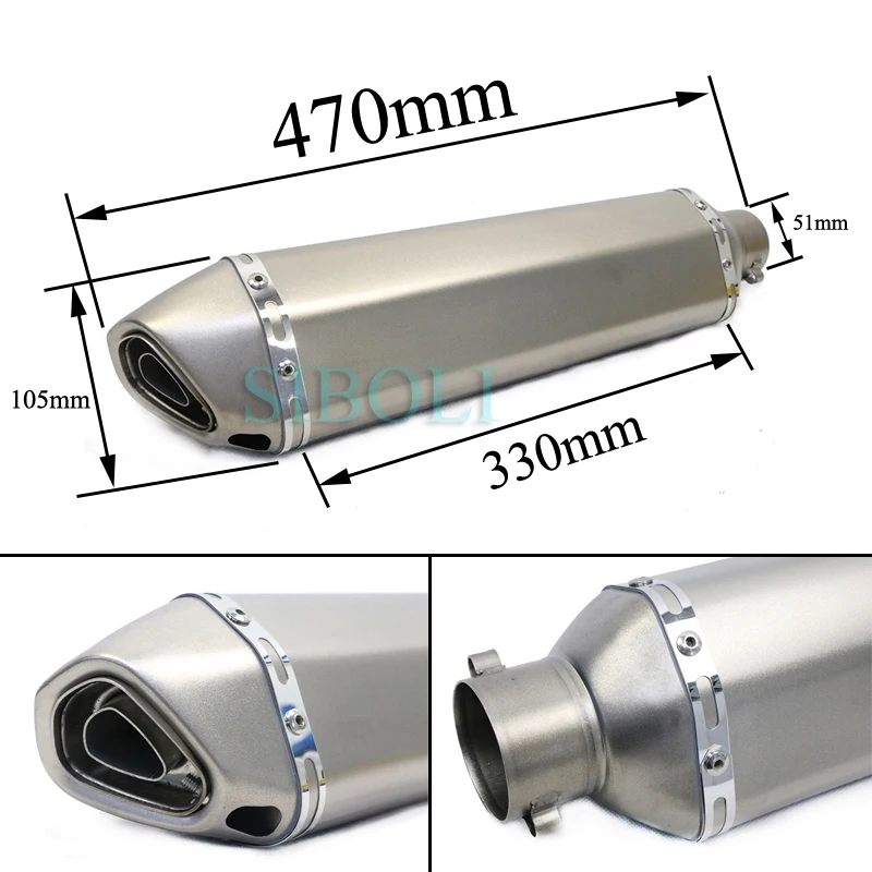 Выхлопная труба мотоцикла 51 мм на входе 470 мм длинная труба глушителя из нержавеющей стали escape
