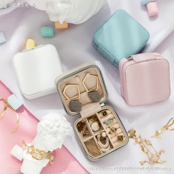 

Jewlery Box Ear Stud Storage Box Small Portable Carry-on Simple Mini Travel European Style GIRL'S Ornament Earrings Storage Box