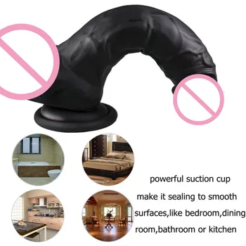 Silicon Large Black Giant Dildos Realistic Masturbator Massager Vagina For Women Adult Toys For Woman Sex Shop (25cm) 3