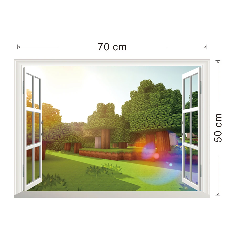 Cartoon steve Anime Game 3D windows Wall Stickers Pixel World Home Decor Game Peripheral Posters Sandbox Games - 6
