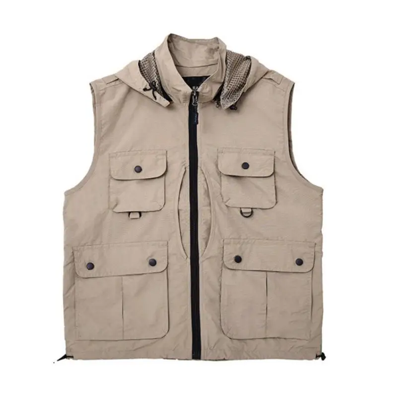 

Fishing Vest Multifunctional Hooded Sunshade Breathable Thermal Zipper Jacket Waistcoat Outdoor Sportswear For Photography