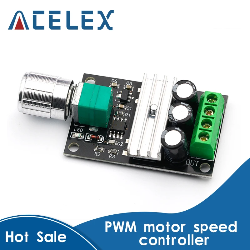 Controlador de velocidad del Motor, regulador ajustable con interruptor de potenciómetro, 6V DC 12V 24V 28VDC 3A 80W PWM