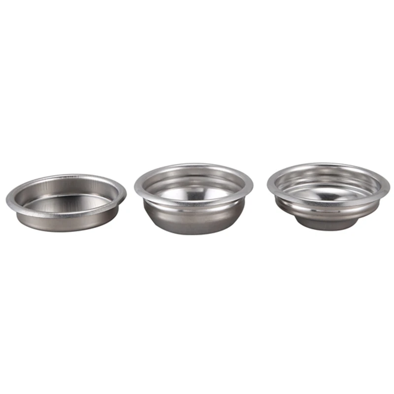 

58mm Reusable Filter Basket Stainless Steel Single/Double Filter Cup Coffee Machine Filter Bottomless Handle Filter 3Pcs