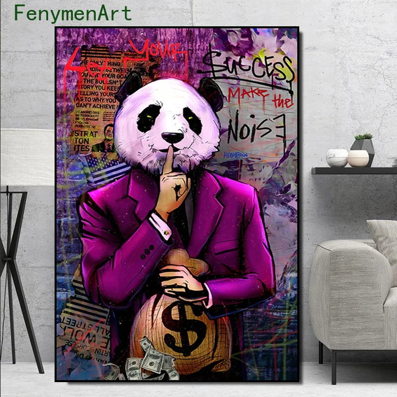 Graffiti Panda Modern Wall Art Canvas Painting Poster Room Home Wall Decor Pic