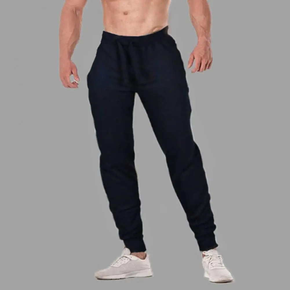 Men Pants Plus Size Solid Color Drawstring Elastic Waist Ankle Banded Casual Spring Autumn Sweatpants Trousers for - Цена: 217,89 - 264,79 руб.