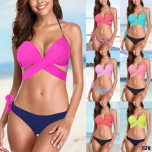 Push Up Bikini 2020 Cross Stripe Women Swimwear Swimsuit Halter Top Print Maillot De Bain Biquini Knitted Bathing Suits Push Up Bikini 2020 Cross Stripe Women Swimwear Swimsuit Halter Top Print Maillot De Bain Biquini Knitted Bathing Suits