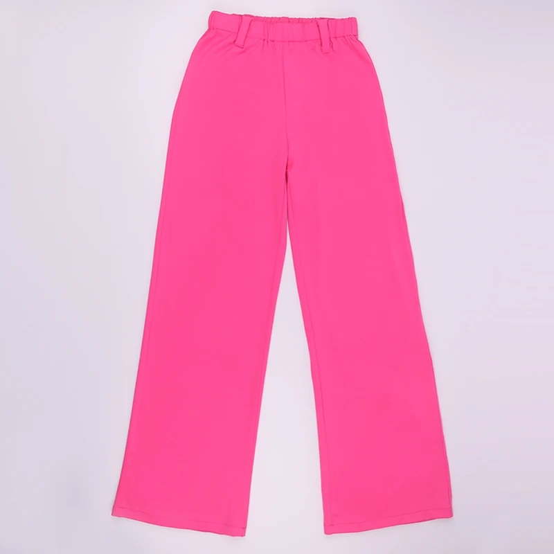 Неоновые розовые Модные свободные широкие брюки женские повседневные длинные брюки с высокой талией Pantalones Anchos новые женские осенние спортивные штаны