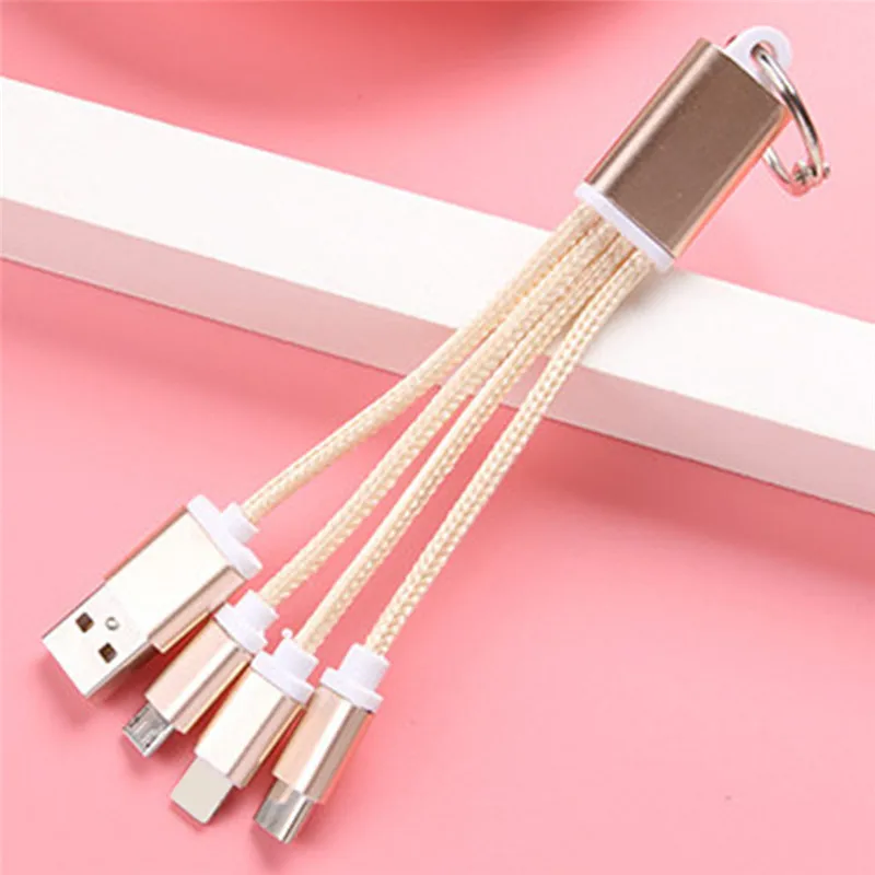3 в 1 брелок портативный микро USB type C Мульти Кабель зарядного устройства Металлический Брелок Micro USB кабель зарядного устройства 13,5 см для телефонов