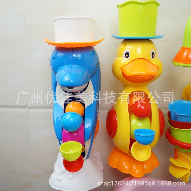 Детские игрушки для ванной детская Ванна игра с водой маленькая Желтая утка дельфины Младенческая Ванная комната мультфильм водное колесо подарок