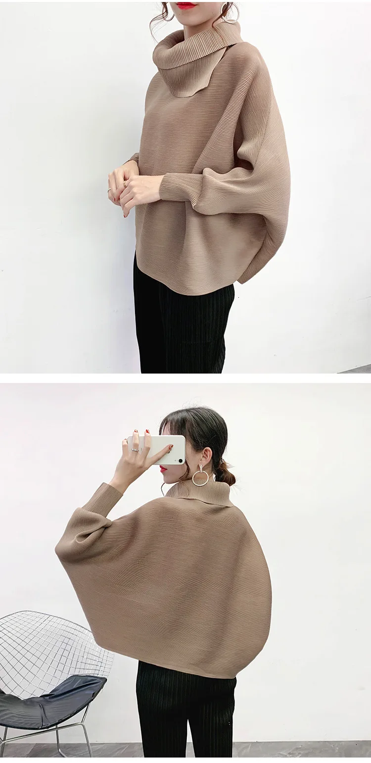 LANMREM New Scarf Collar Batwing Sleeves Pullover Twice Pleated Thickness Loose Autumn And Winter Sweatshirt WJ74304