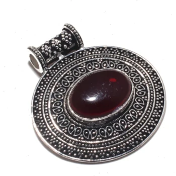 

Genuine Garnet Pendant Silver Overlay over Copper, Hand made Women Jewelry Gift , P8872