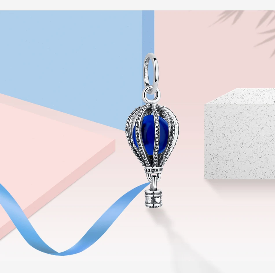 ELESHE, бусины из стерлингового серебра 925, Голубая Эмаль, воздушный шар, талисманы для путешествий, подходят к оригинальному браслету, ожерелье для женщин, сделай сам, хорошее ювелирное изделие