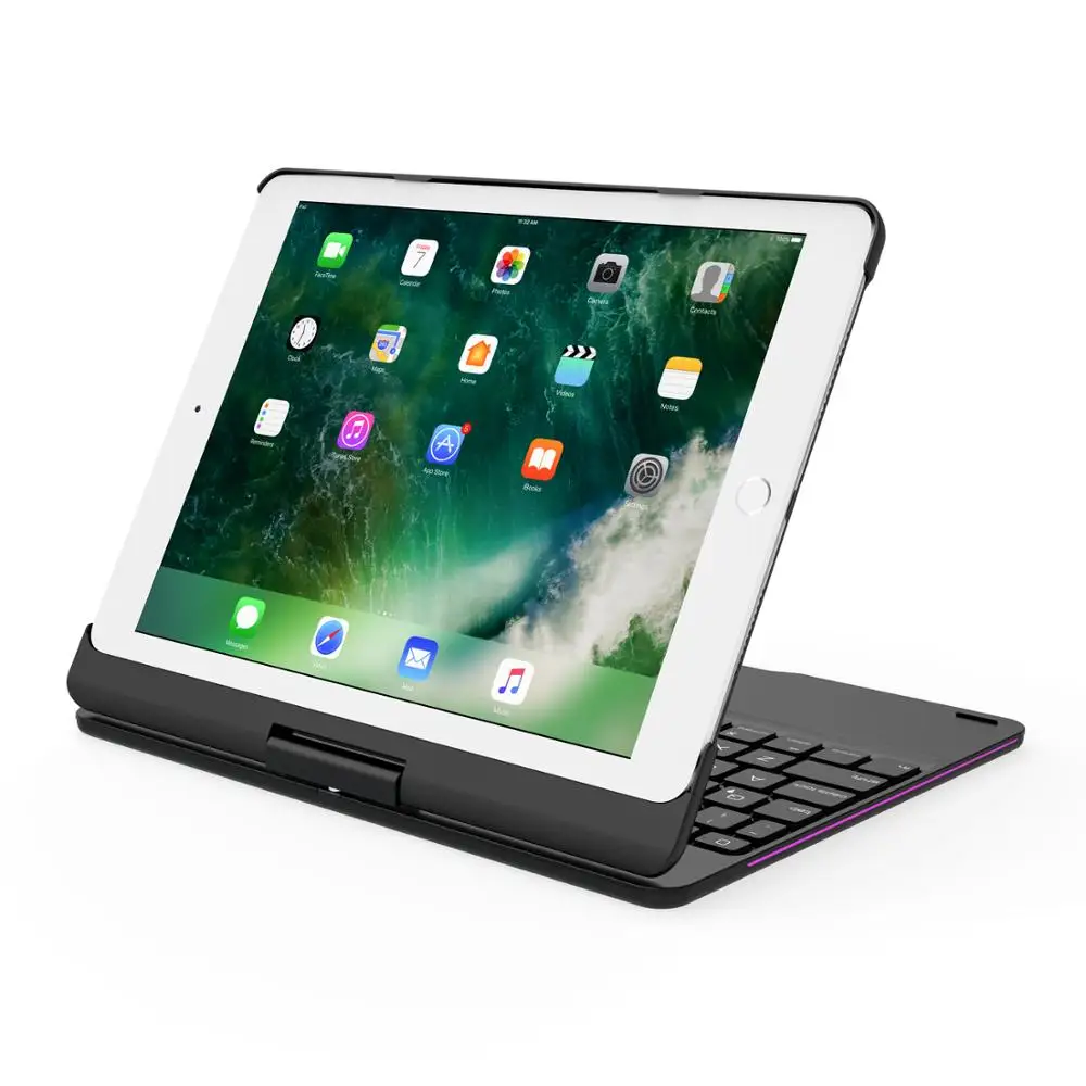 Для iPad 9,7 ''вращающаяся цветная подсветка Беспроводная Bluetooth клавиатура чехол для iPad Air 2 1 ABS+ PC Fundas