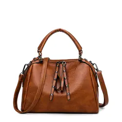 Женские сумки-мессенджеры, кожаные повседневные сумочки с заклепками, женская дизайнерская сумка, винтажные большие размеры, сумка на