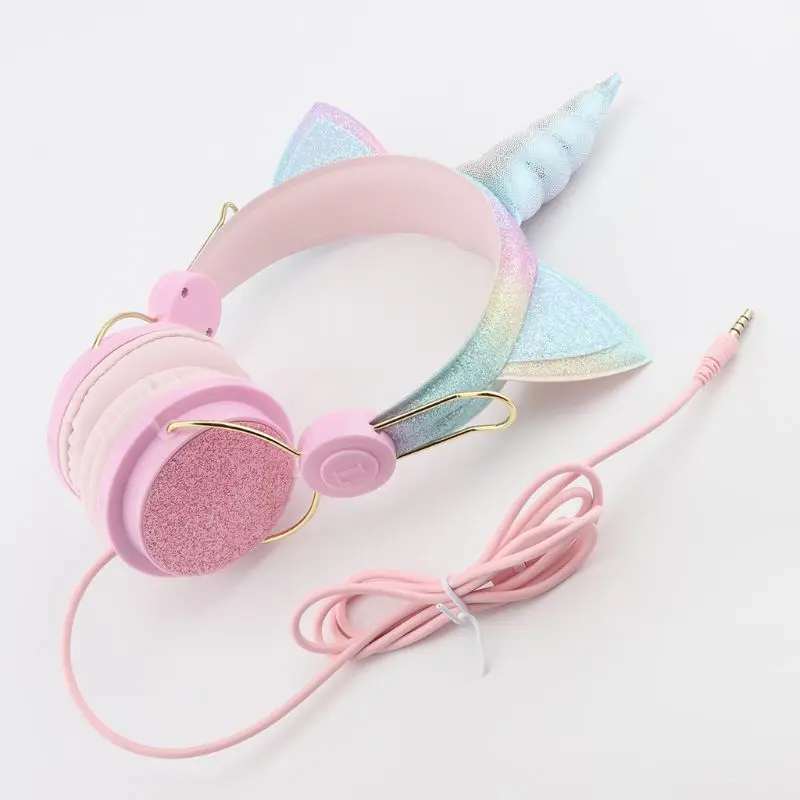 Cute Wired Headphone With Microphone Girls Daugther Music Stereo Earphone Computer Mobile Phone Gamer Headset Kids Gift