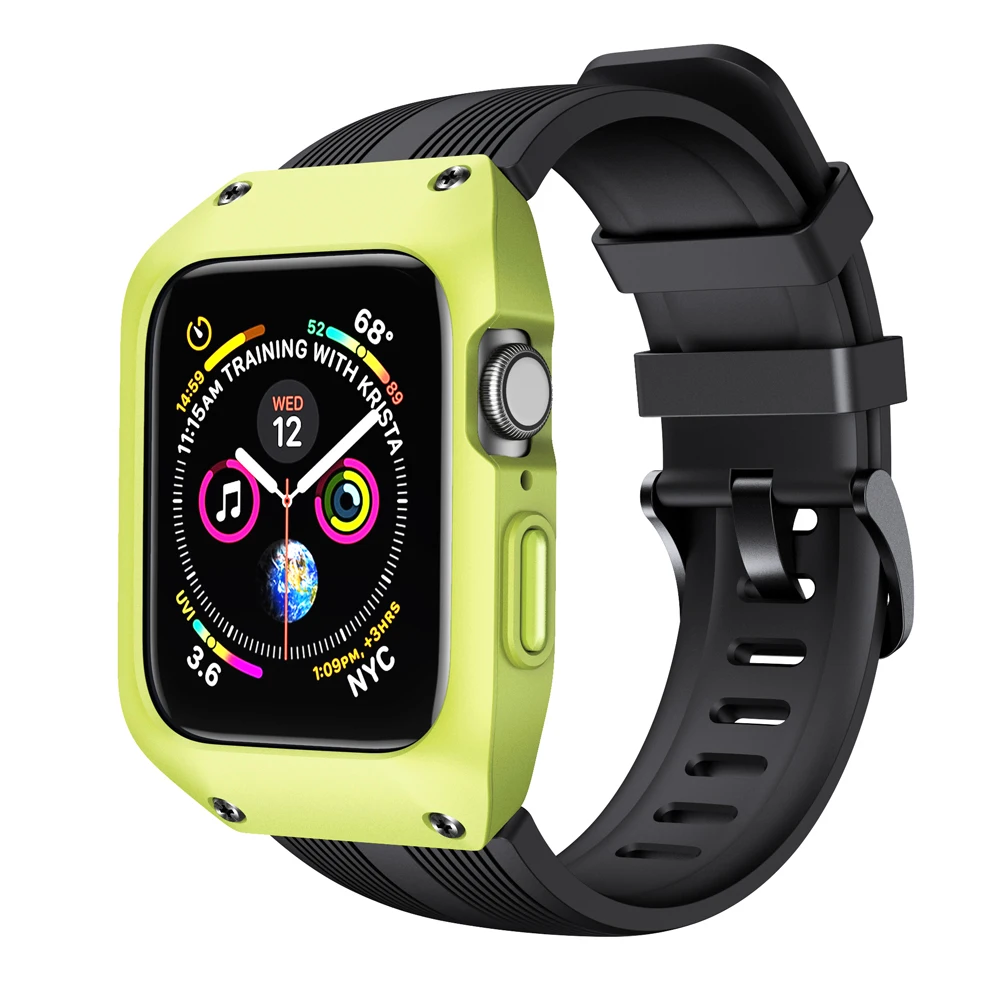 Black green Серия 2/3 42 мм 38 мм Ремешки для наручных часов iWatch Apple Watch 5 4 44 мм 40 мм силиконовый ремешок-браслет ремешок и чехол Сменные аксессуары - Цвет ремешка: Black green