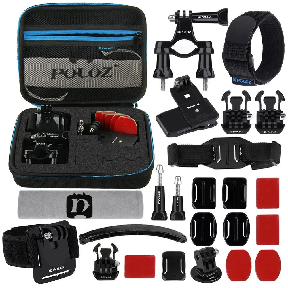 Puluz For Go Pro Accessories 24 In 1 Gopro Accessories Combo Kit With Eva Case Stocker For Gopro Hero5 Hero4 Session Hero 5 4 3 Kit Accessori Gopro Gopro Hero 4 Sessionsession Gopro Aliexpress