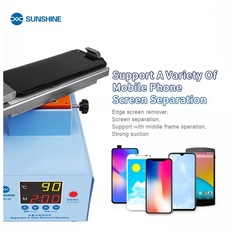 SUNSHINE Max 6,5 дюймов Полностью разбирается 360 ° вращающийся край экрана отдельно и устройство для удаления клея