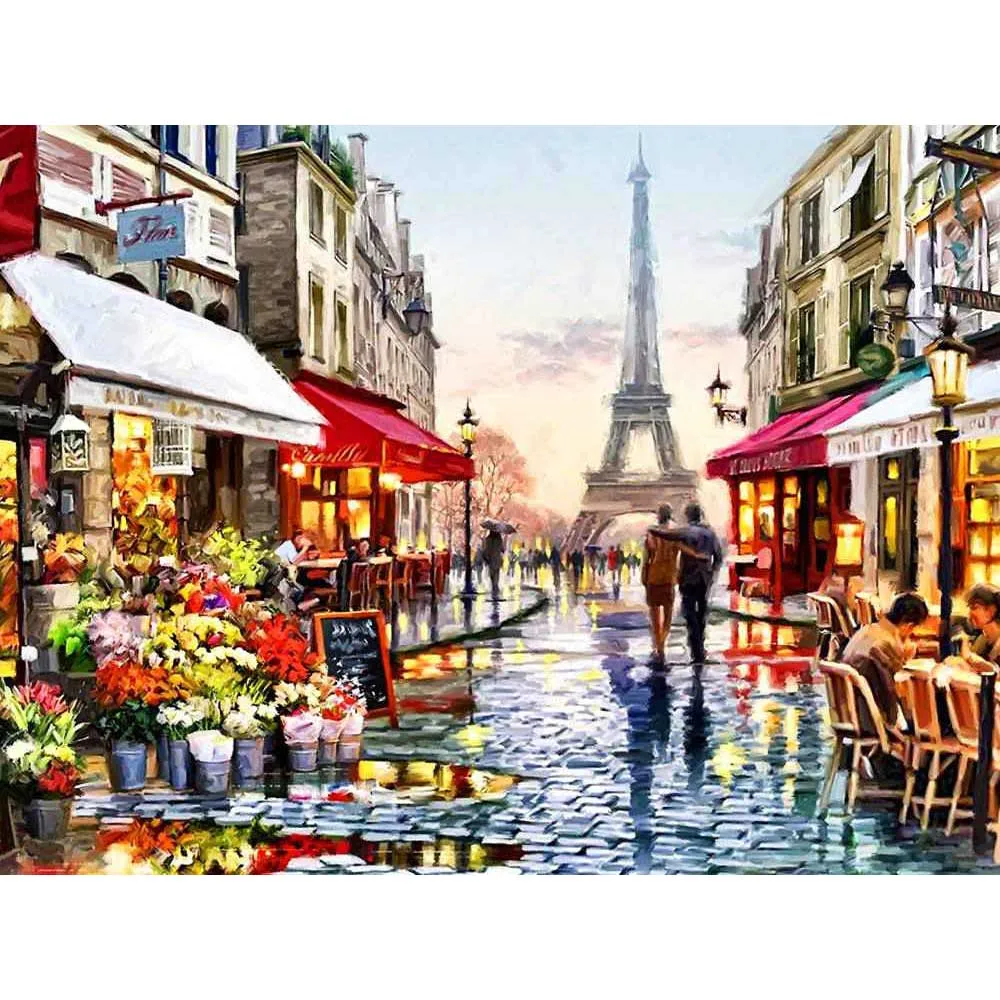 Париж Франция Эйфелева башня Пейзаж DIY Кристалл полный дрель квадратная 5D алмазная живопись 3D Набор для вышивки крестом мозаика круглые стразы - Цвет: Beautiful scenery 1