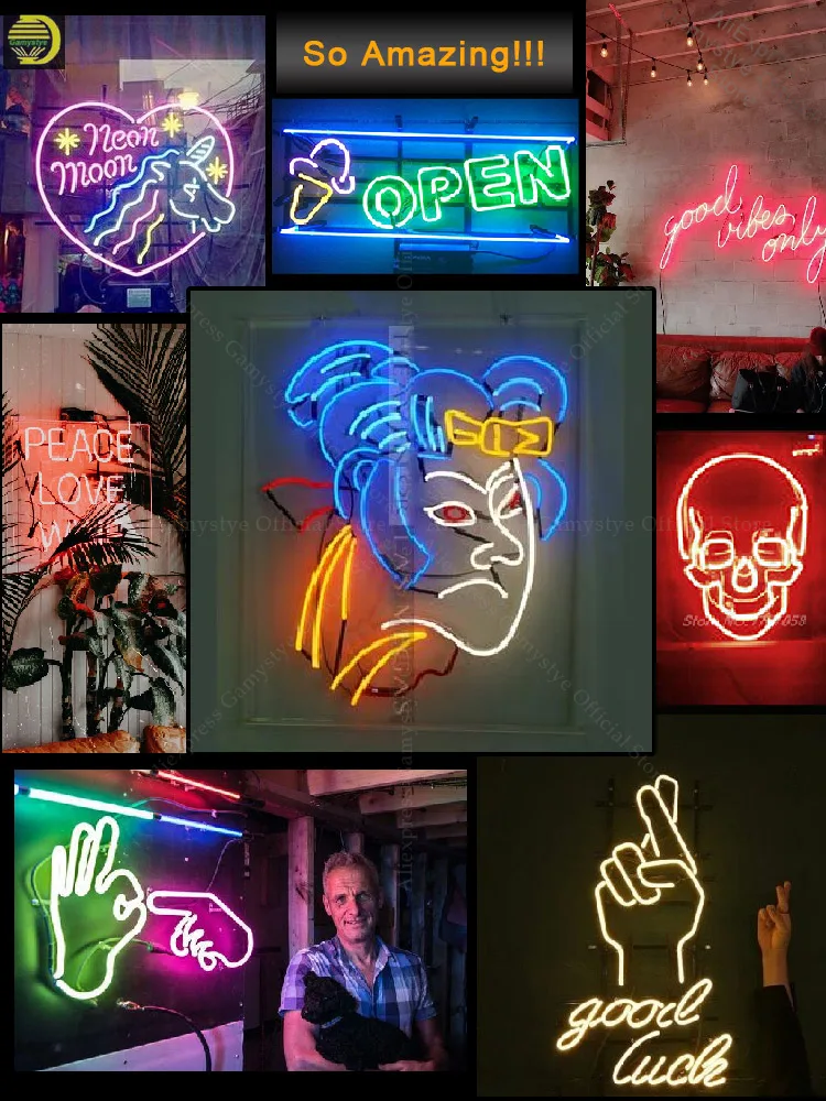 Custom Neon Borden Merk Auto Logo Neon Light Teken Thuis Beer Bar Pub Game Room Restaurant Display Adverteren Glazen Buis ontwerp Logo