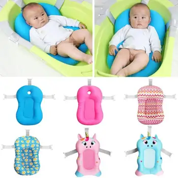 

Cartoon Portable Baby Shower Bath Tub Pad Non-Slip Bathtub Mat Newborn Safety Security Bath Support Cushion Foldable Soft Pillow