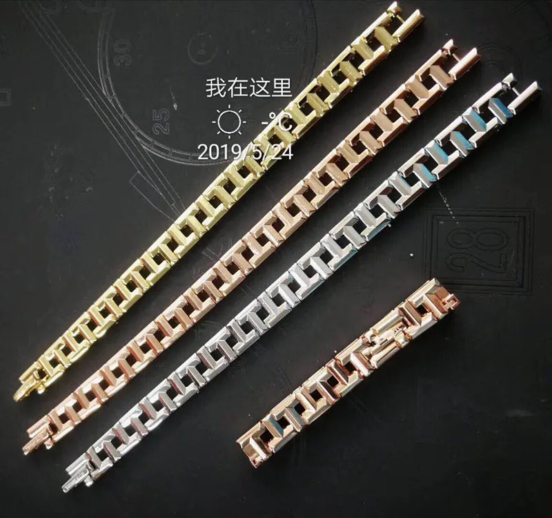 Дизайн T настоящий браслет Роскошный бренд ювелирные изделия розовое золото серебро Золотая цепочка браслет с фурнитурой для женщин мужчин 18 см