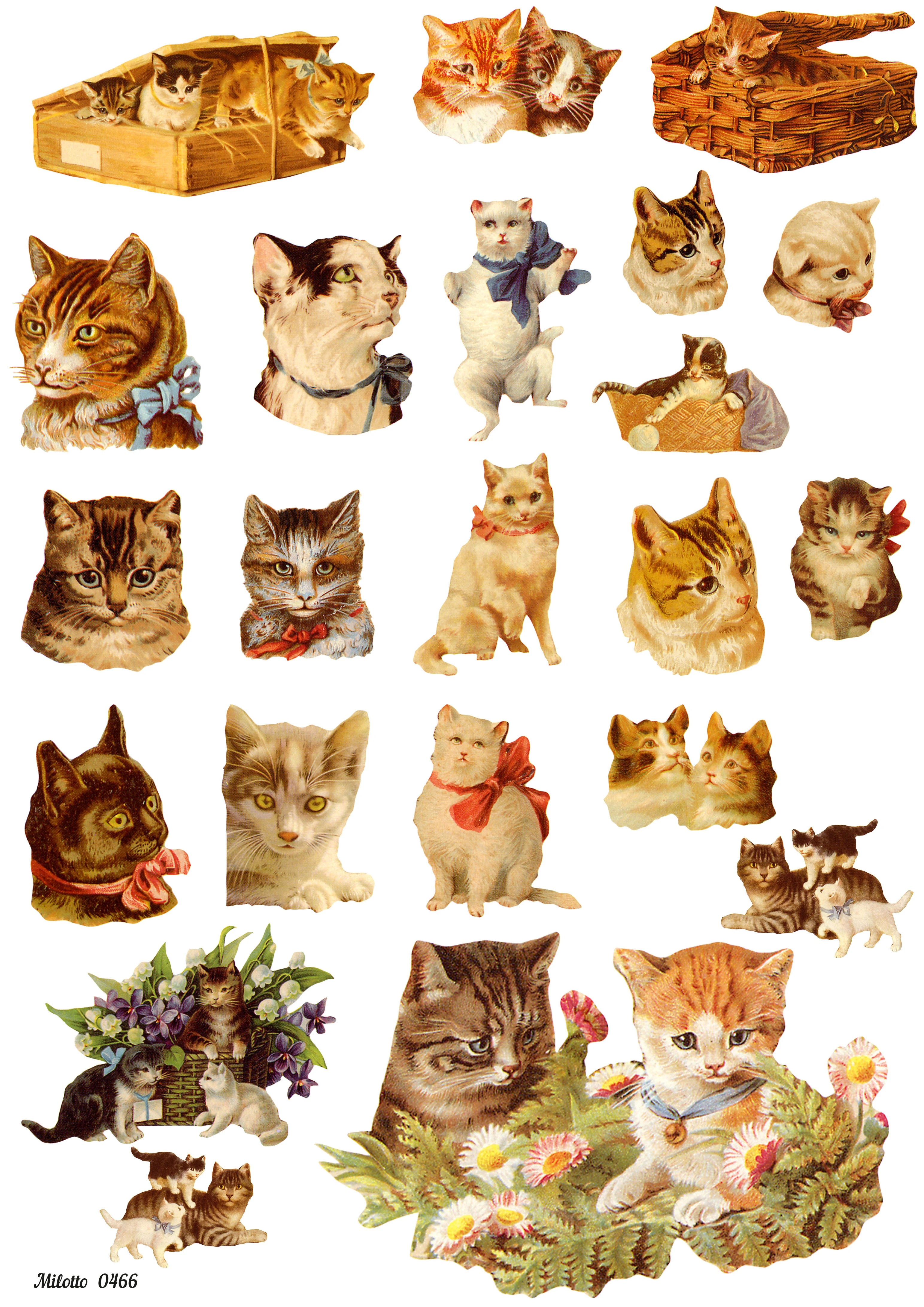 Rice paper for decoupage A4 Ultra thin napkin 0466 cats Vintage Kraft