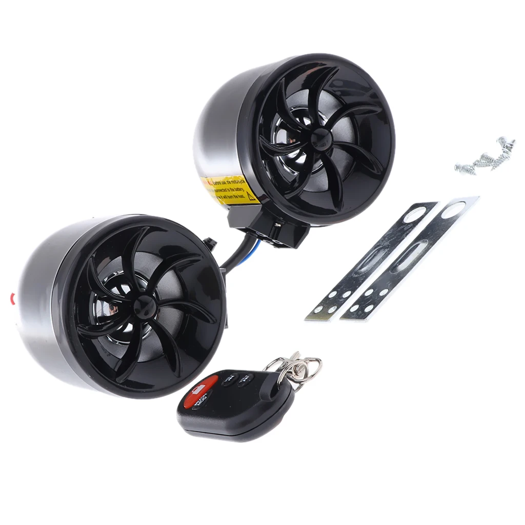 Motorcycle Alarm Audio Sound System Stereo Speakers,Radio/MP3 Music Player Remote Control Alarm Speaker