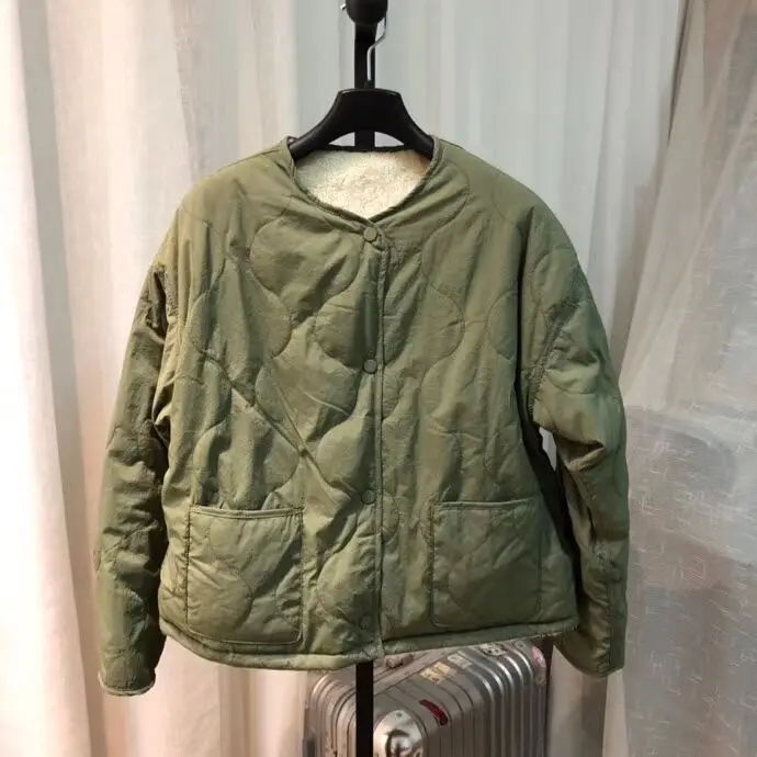 

52ah 2018 Autumn And Winter New Style Fleece Lambs Wool Coat Reversible Bomber Jacket Cotton-padded Jacket Women's