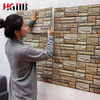 

5Pcs Home Decor Brick 3D Wallpaper Sticker PVC Wall Stickers Vintage Paper Self-adhesive Kitchen Living Room Wall paper