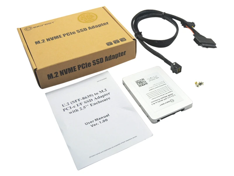 M.2 Adapter M.2 NVMe SSD zu PCI-e U.2 SFF-8639 Adapter PCIe M2 Konverter mit Gehäuse Kabel für Desk