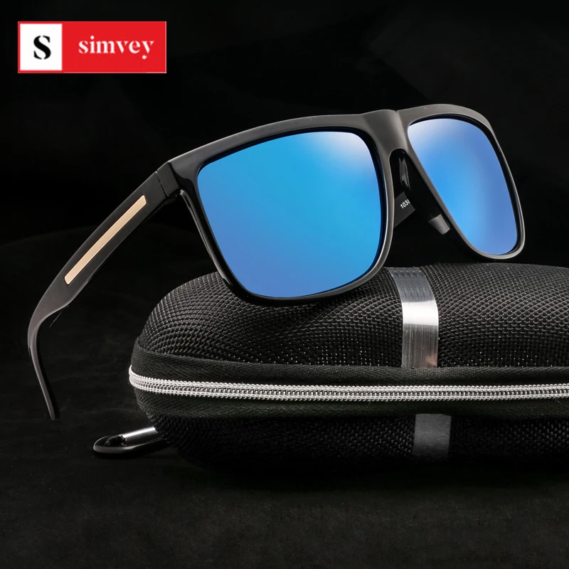 

Simvey Outdoor Sports Polarized Sunglasses Women Men Flat Top Sunglasses Classic Design All-Fit Mirror Sunglass with Case