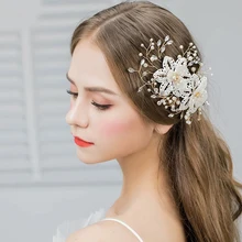 Golden Pearl Bridal Hair Clip Rhinestone Jewelry Hairpin Elegant Wedding Hair Clip Decorations For Wedding Bridesmaid