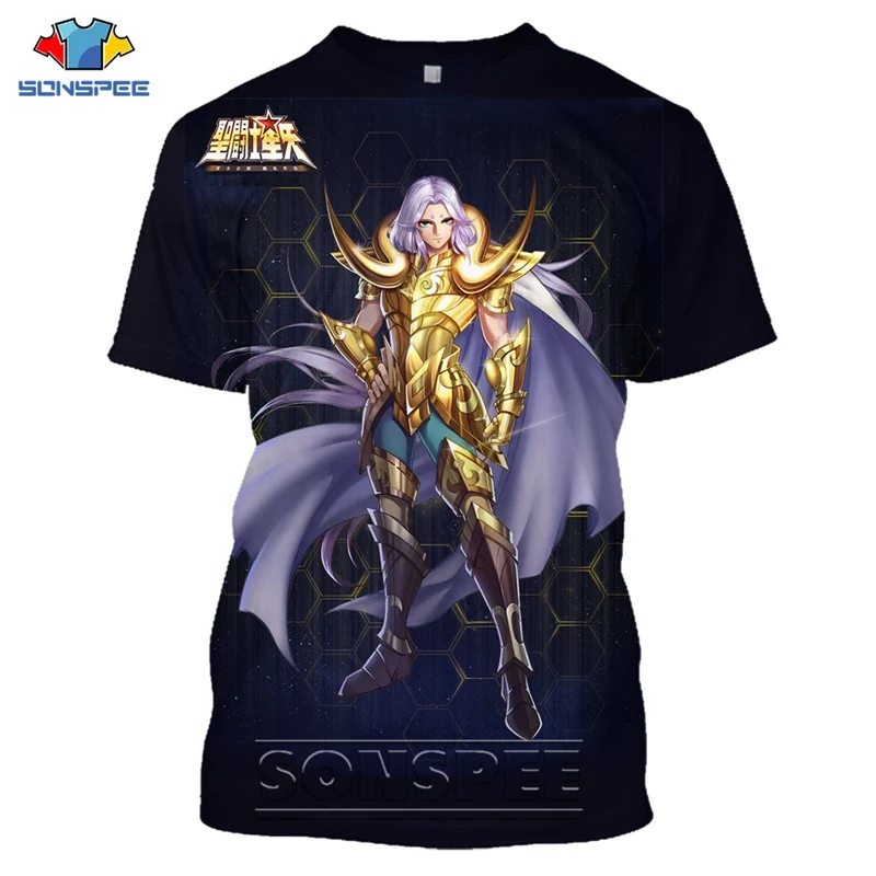 

Anime Saint Seiya Series T Shirts Men Women 3D Print Graphics Golden Fashion Tshirty Cartoons Streetwear Casual Summer Tops Tees
