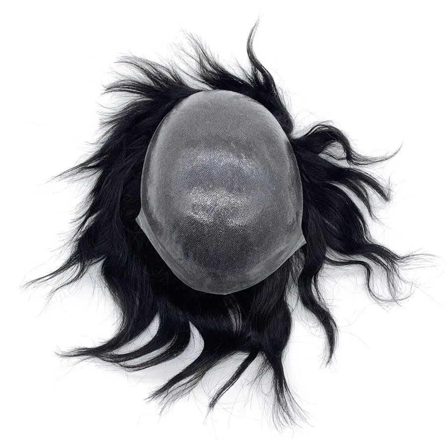 Top Quality Double Knot Skin Base Soft Touch Indian Remy Human Hair Strong Knot Mens Toupee