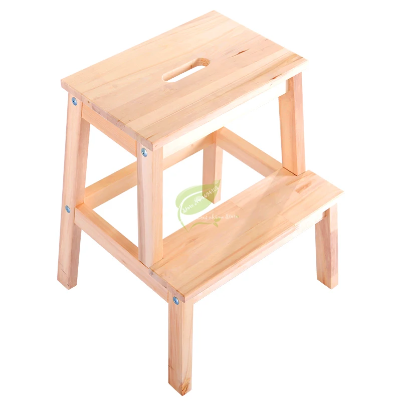  Solid Wood Step Stool Home Two-step Folding Ladder Room Indoor Multi-function Ladder Chair Kitchen  - 4000565973304