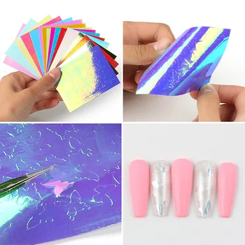 

16pcs/lot Butterfly Holographic Nail Sticker Adhesive Decal Thin Laser Stripe Sticker Diy Nail Foil Nail Art Sticker
