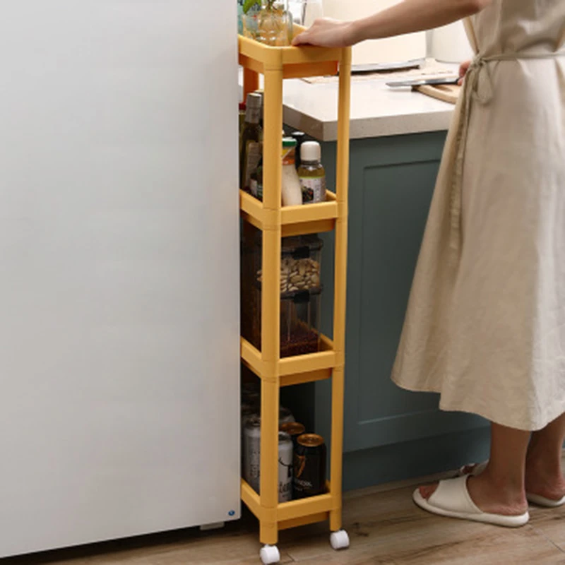 キッチンサイド隙間棚冷蔵庫バスルームフロアバスルーム多層ギャップカートプッシュプルナロースロット収納